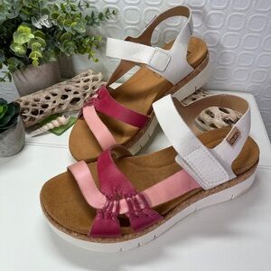 Pikolinos Palma Slingback Pink Fuchsia Ivory Leather Platform Sz 40 US 9